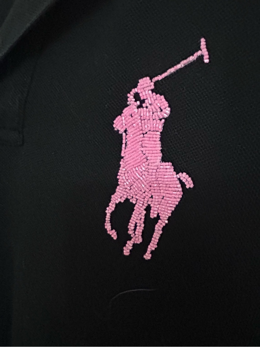 💕MAKE OFFER💕 Ralph Lauren Black Polo Pink Pony Sequin Logo Y2K Size Large - Picture 4 of 7